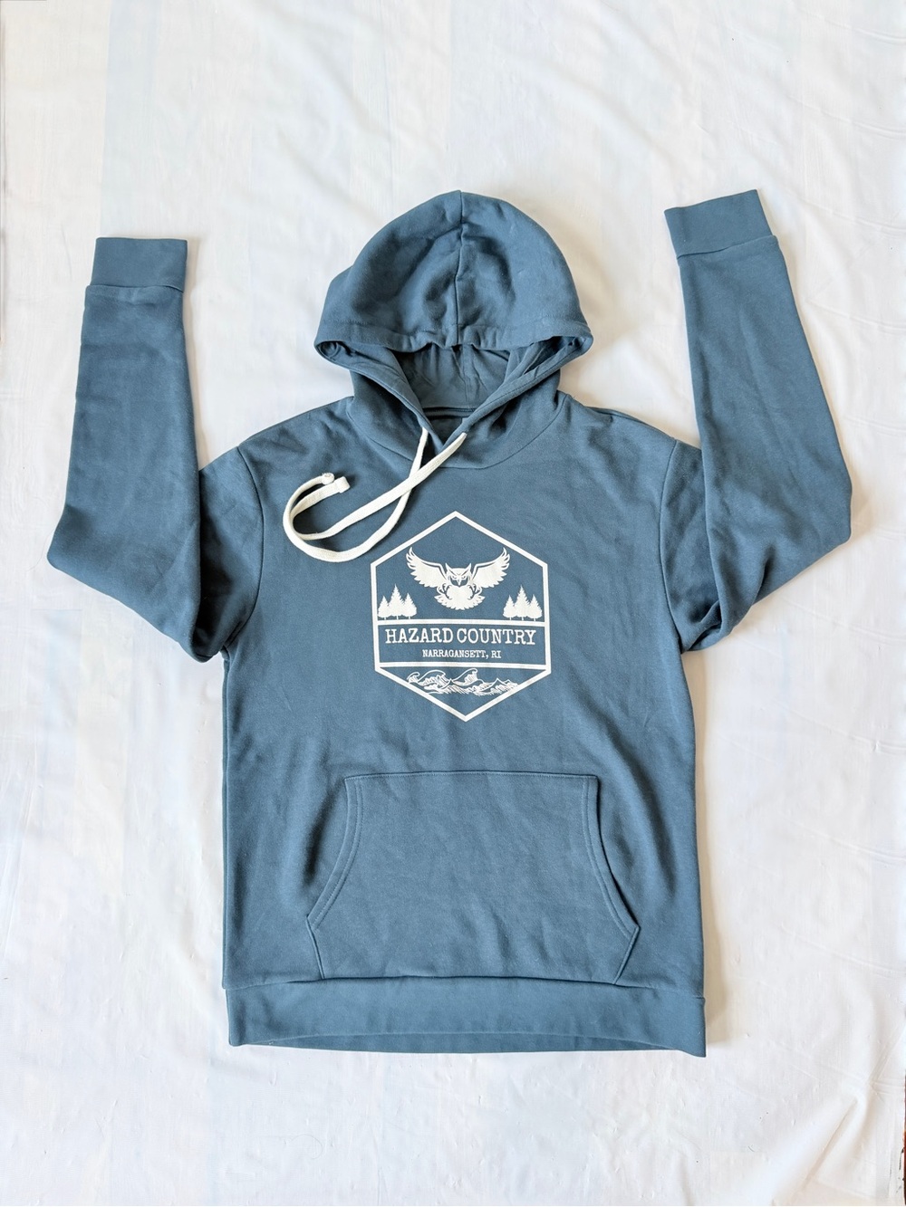 Hazard Country Narragansett hoodie dusty blue Next Level sweatshirt drawstring M